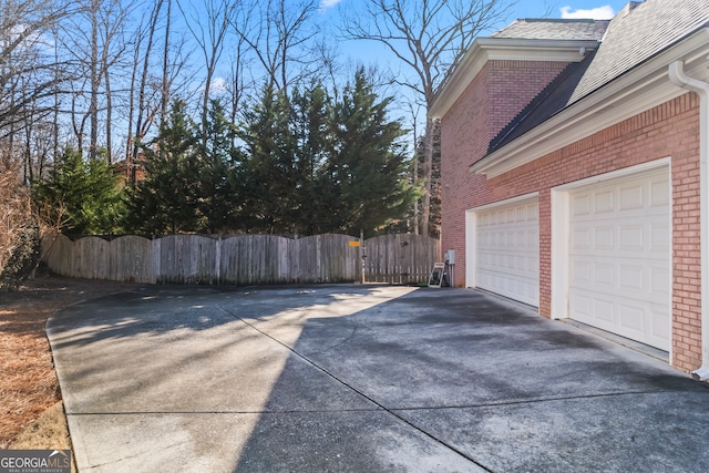 exterior space featuring a garage