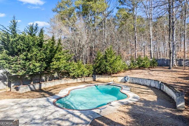 view of pool with a diving board