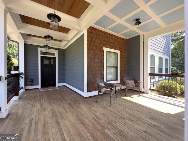 wooden terrace with covered porch