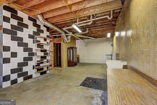 basement featuring sink