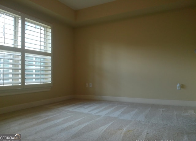 unfurnished room featuring light colored carpet