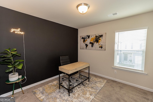 office area with carpet floors