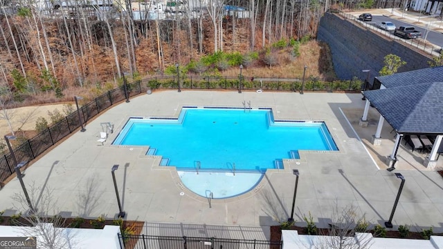 view of swimming pool with a patio