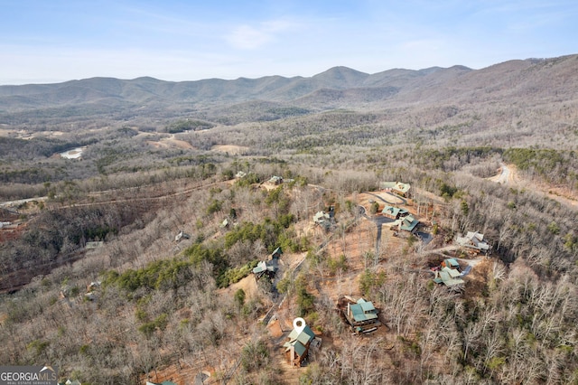 birds eye view of property with a mountain view