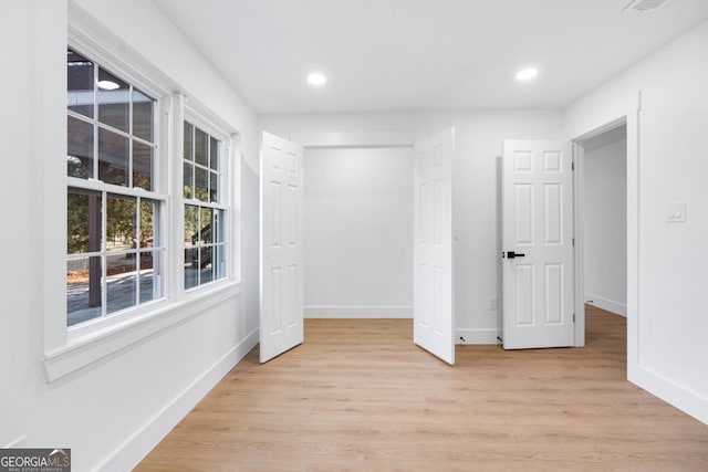 interior space with light hardwood / wood-style flooring