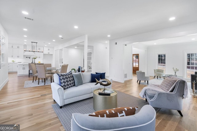 living room featuring light hardwood / wood-style floors