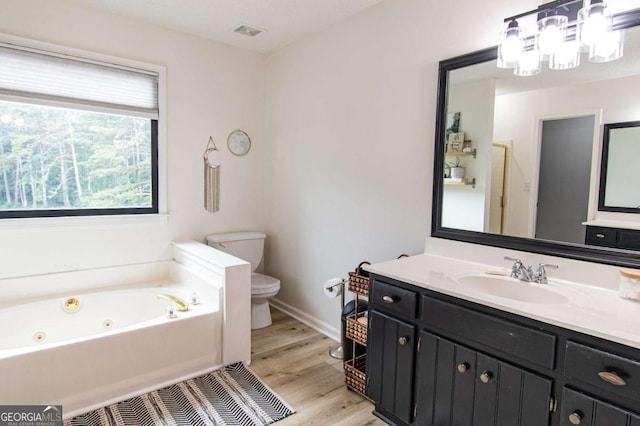 4222 Honey Creek Way, Powder Springs, GA 30127 - full bathroom featuring a tub with jets, vanity, and wood finished floors