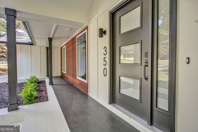 entrance to property with a porch