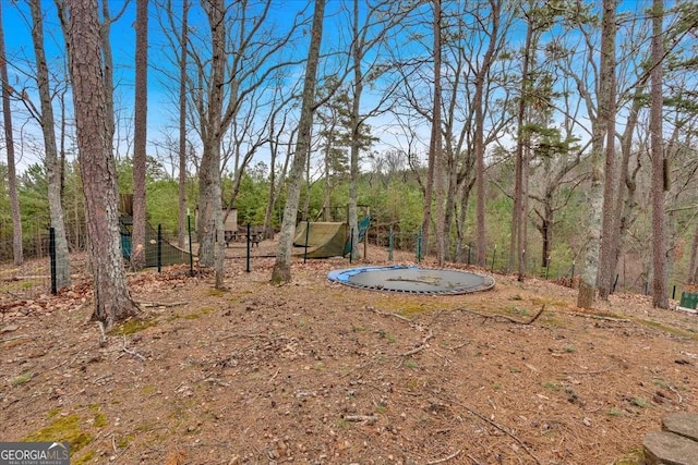 view of yard with a trampoline