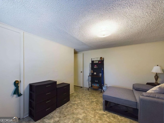 sitting room featuring a textured ceiling