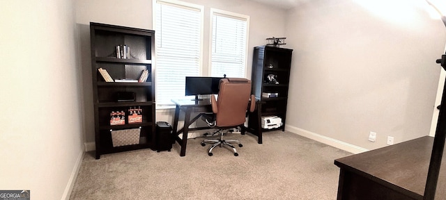 view of carpeted home office