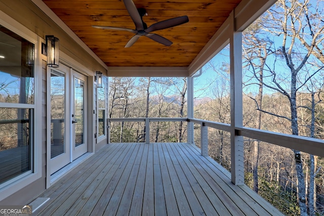 deck with ceiling fan