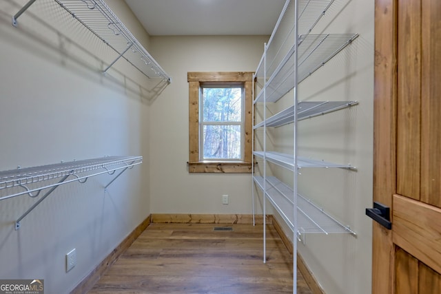 spacious closet featuring wood-type flooring