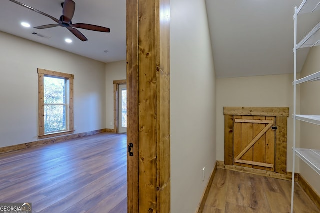 interior space with hardwood / wood-style floors