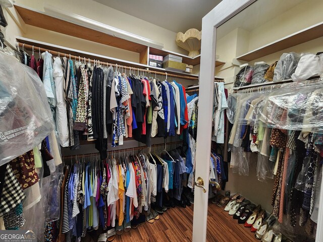 spacious closet featuring hardwood / wood-style floors