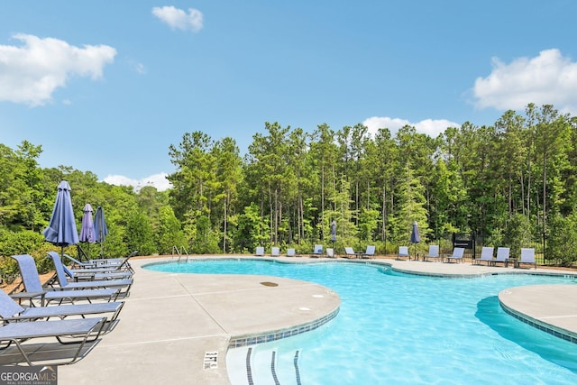 view of pool featuring a patio area