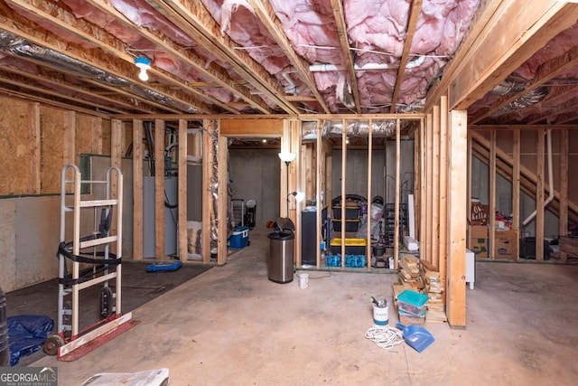 basement with water heater