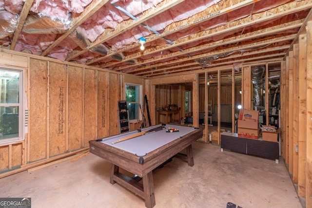 recreation room with billiards