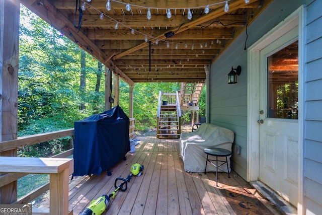 deck featuring area for grilling