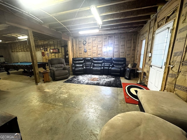 interior space with concrete flooring and billiards