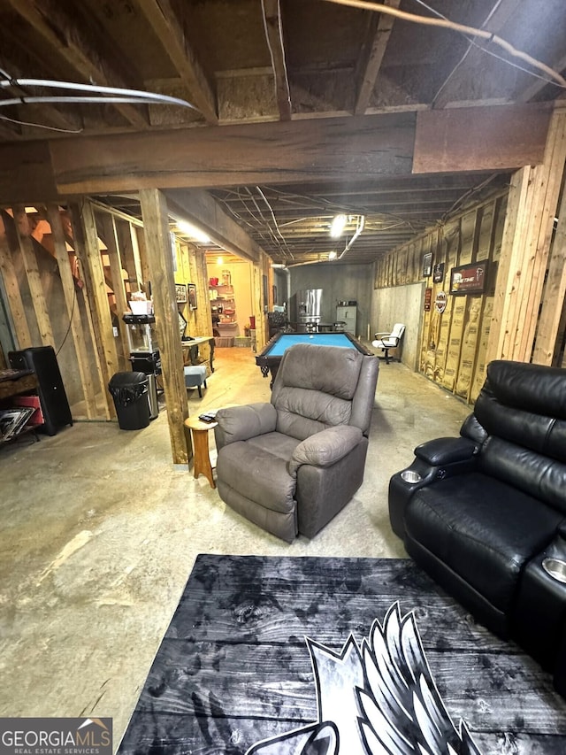 basement featuring pool table