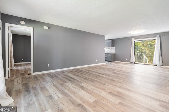 unfurnished living room with light hardwood / wood-style floors