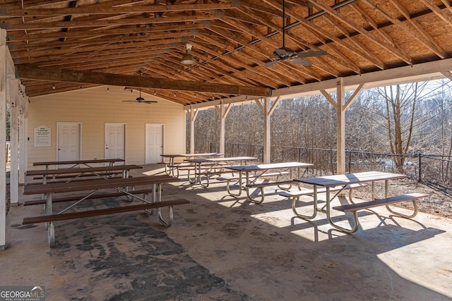 view of patio / terrace featuring ceiling fan