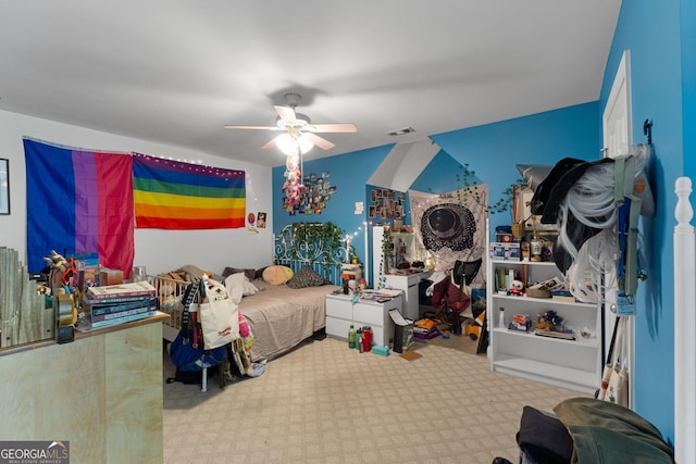 bedroom featuring ceiling fan