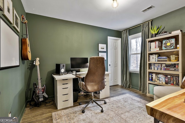 office featuring wood-type flooring