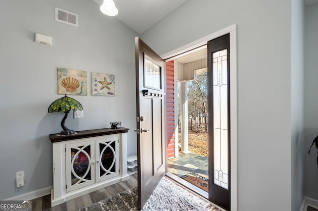 foyer entrance featuring wood-type flooring