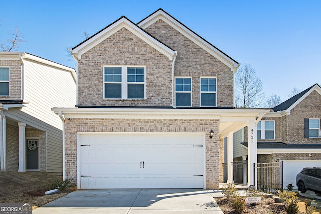 view of front of property featuring a garage