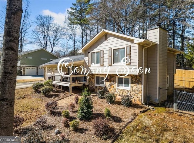 view of front of property with a garage