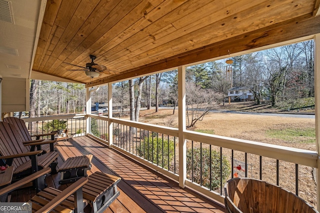 deck featuring ceiling fan