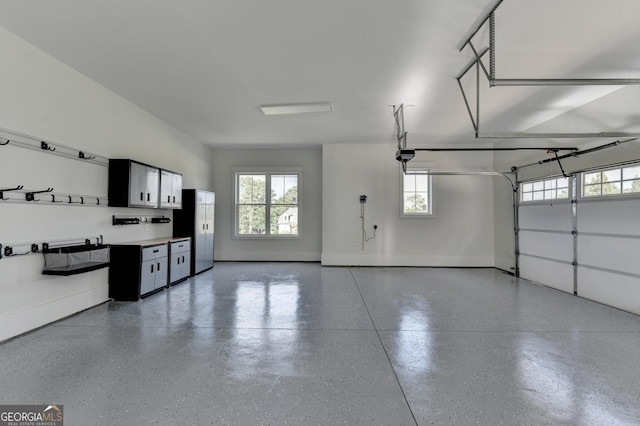 garage with a garage door opener