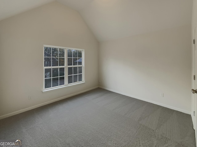 additional living space featuring carpet floors and vaulted ceiling