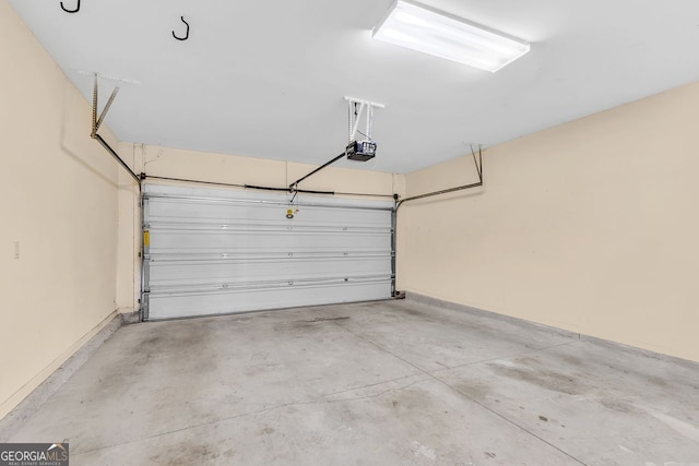 garage with a garage door opener