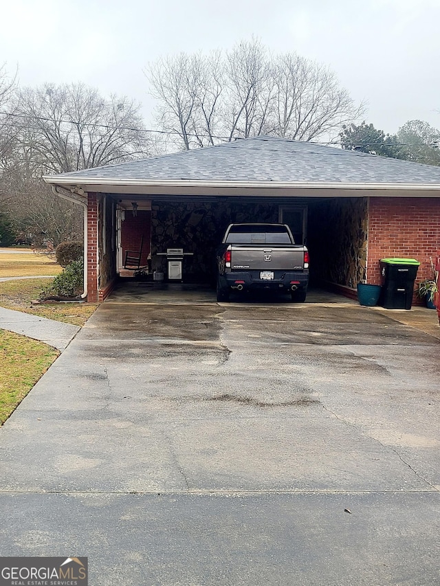 view of garage