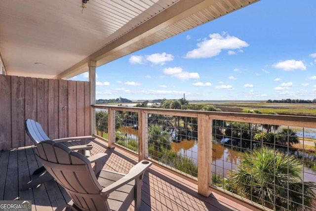 balcony with a water view