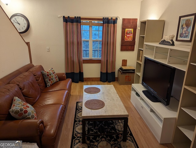 living room with light wood-type flooring