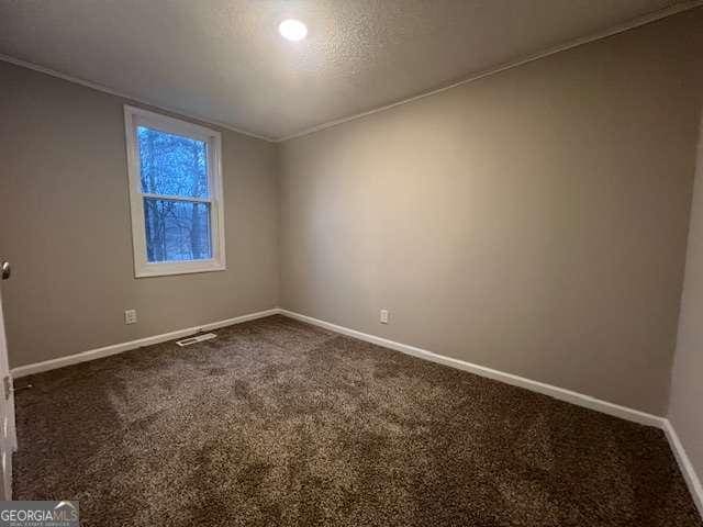 spare room with carpet and a textured ceiling