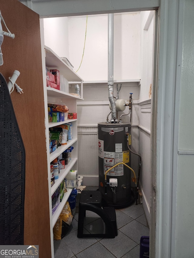 pantry featuring gas water heater