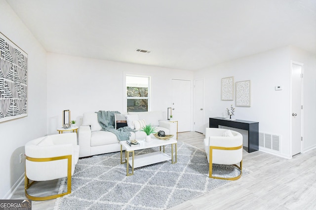 living room featuring wood-type flooring