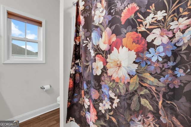 bathroom featuring hardwood / wood-style flooring