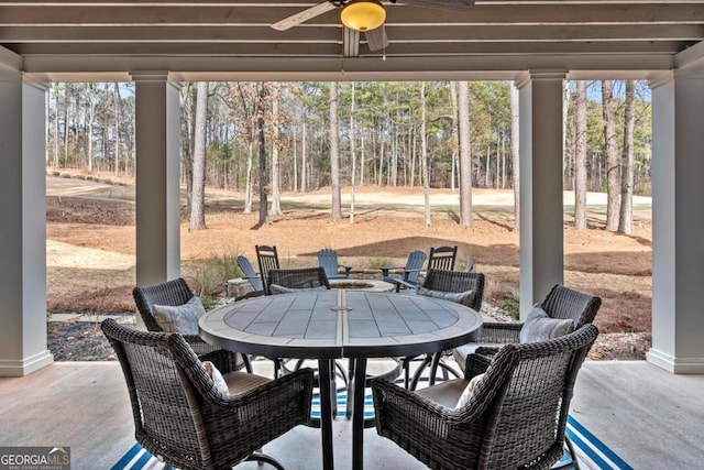 view of patio with ceiling fan