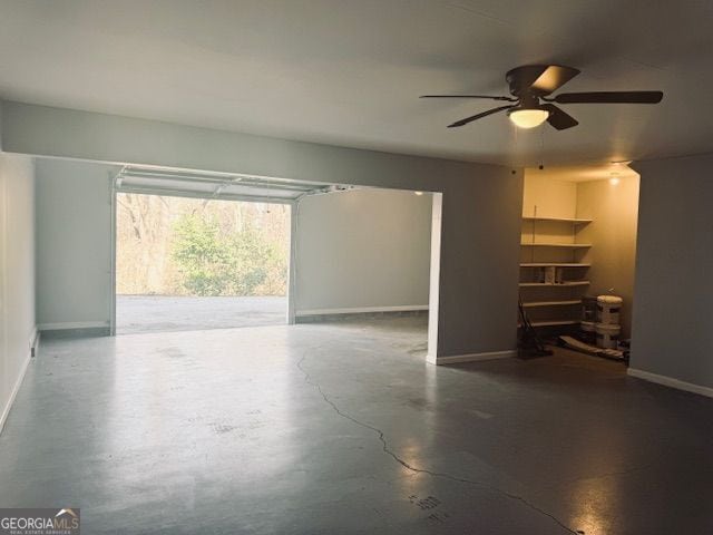 garage with ceiling fan