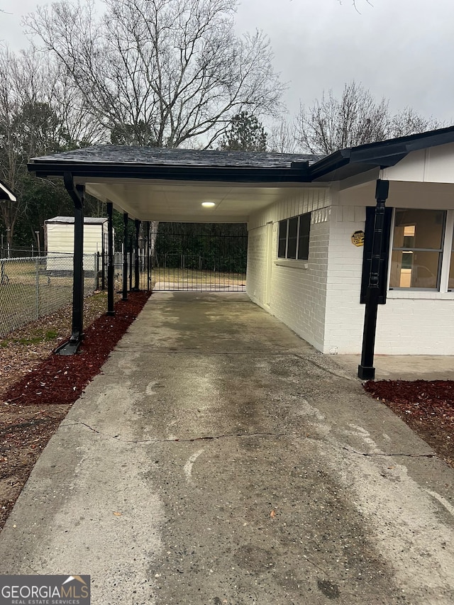 view of car parking with a carport