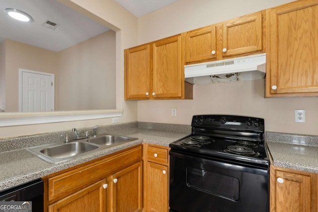 kitchen with sink and black appliances