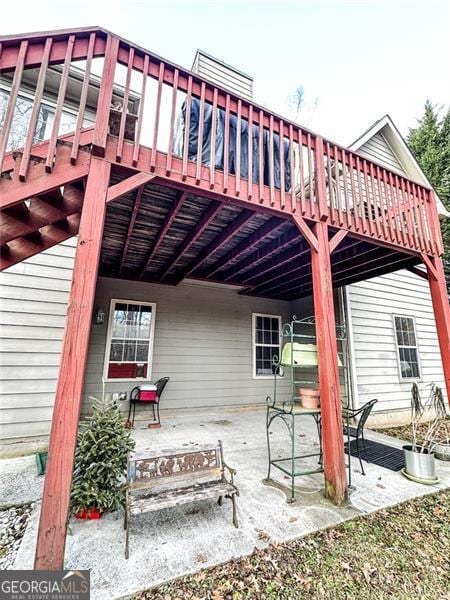 view of patio featuring a wooden deck