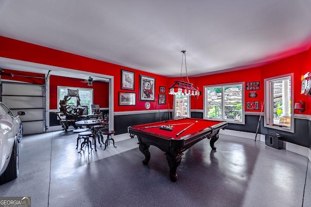 game room featuring plenty of natural light and billiards