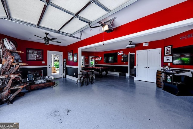 garage with a garage door opener